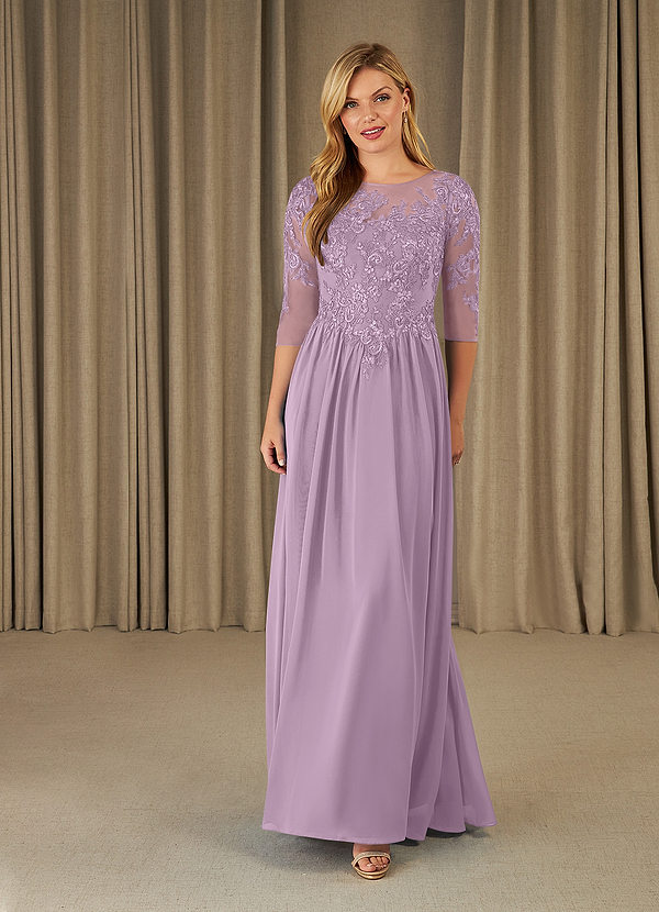 Azazie Mirielle Mother of the Brides Dresses Wisteria A-Line Scoop Lace Chiffon Dress image1