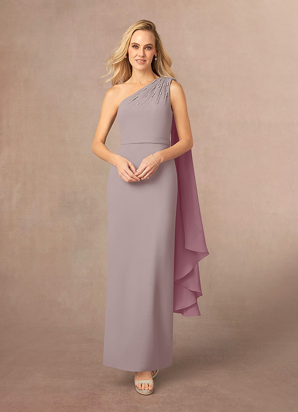Azazie Gianna Mother of the Bride Dresses Beaded Capelet One Shoulder Stretch Crepe Ankle-Length Dress image1