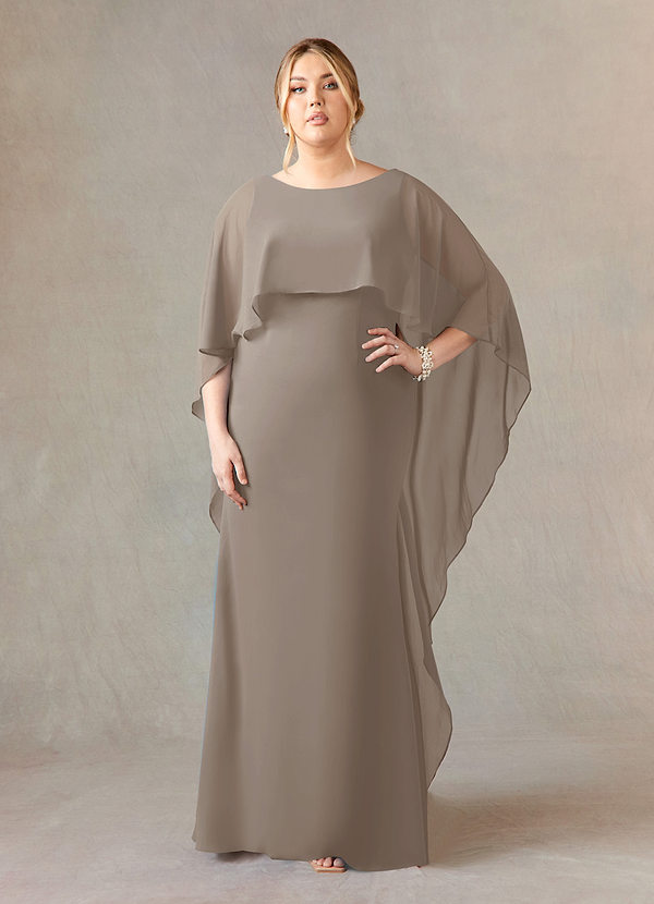 Azazie Dion Brautmutterkleider Etui Schaufel Stretch-Krepp Kleid Taupe image1