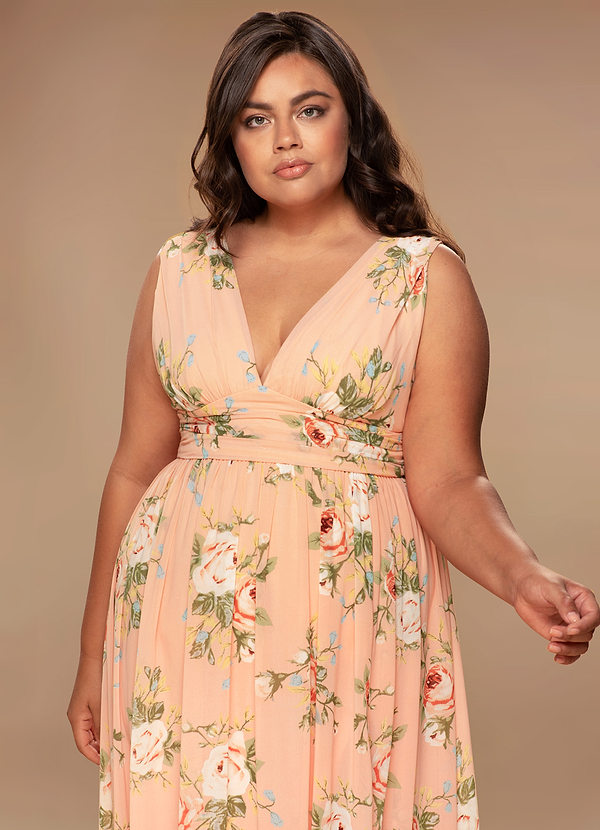 beige flower dress