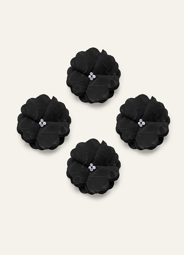 front Four-Piece Matching Color Floral Burnout Hair Clip Set