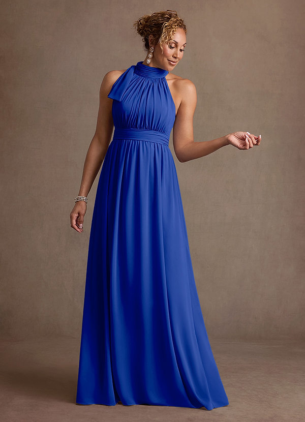 Azazie Antoinette Mother of the Brides Dresses Royal Blue A-Line Pleated Chiffon Dress image1
