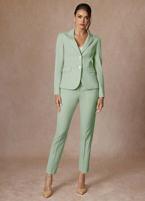 Whitney Dusty Sage Structured Stretch Full Length Pants Suit front