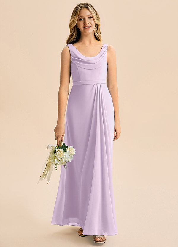 Azazie Evania Junior Klä av A-Line i Chiffong Plisserad image1