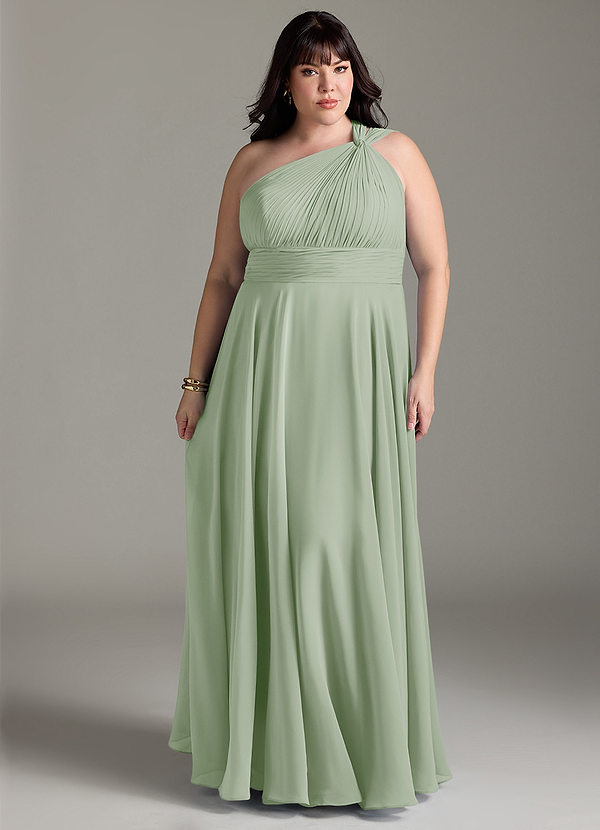 Azazie Charlize Bridesmaid Dresses Dusty Sage A-Line One Shoulder Chiffon Dress image1