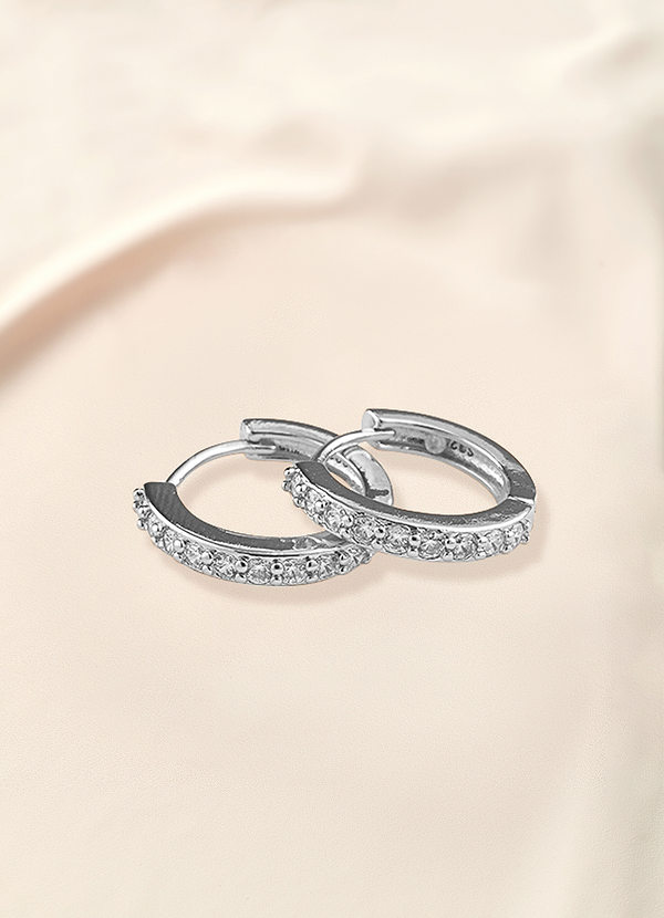 front Honeycomb Earrings With Embedded Small Diamond