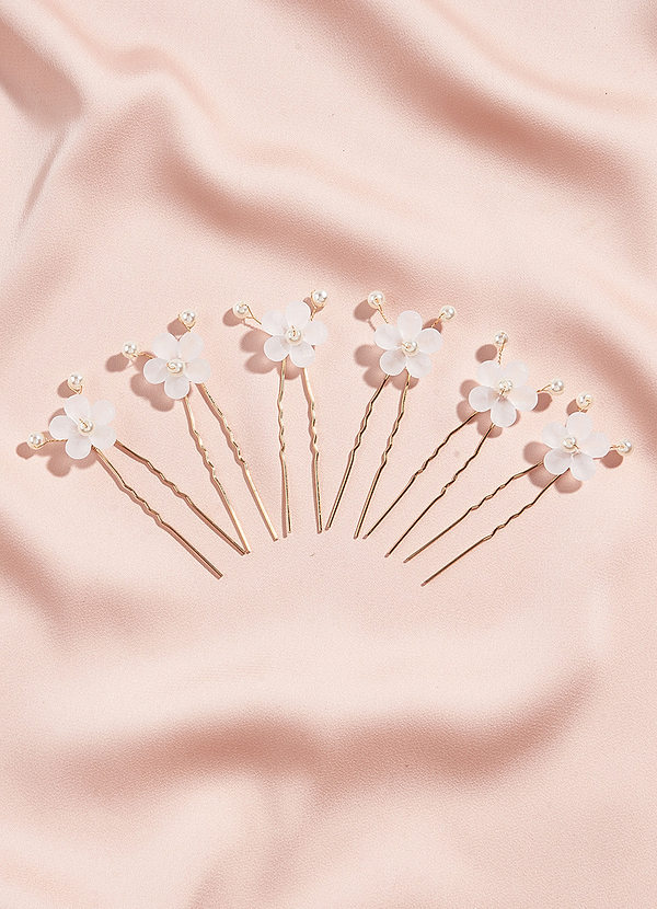 front Floral Pearl Hairpin Set