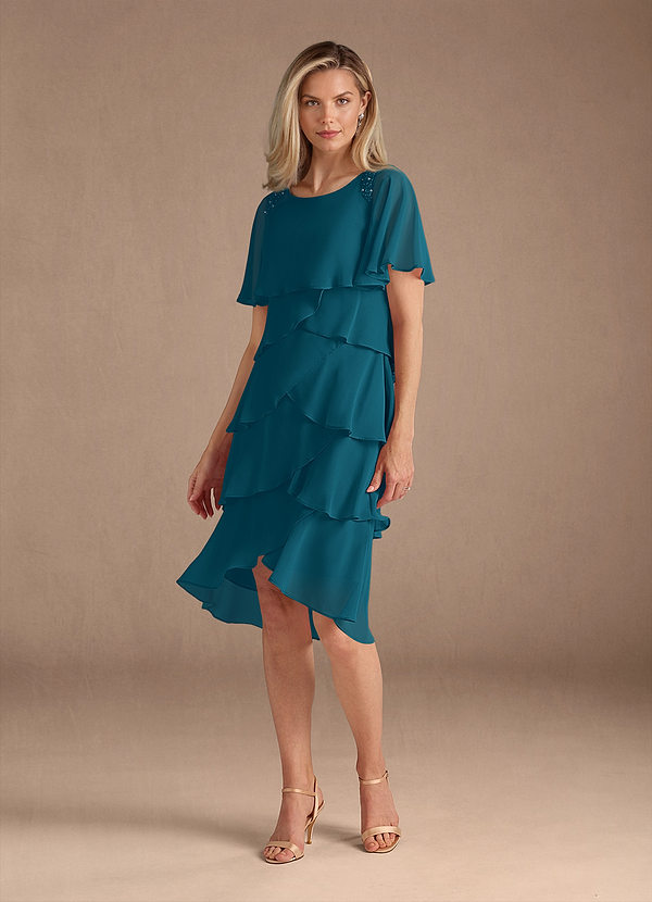 Azazie Rita Mother of the Brides Dresses Ink Blue A-Line Scoop Beaded Chiffon Dress image1