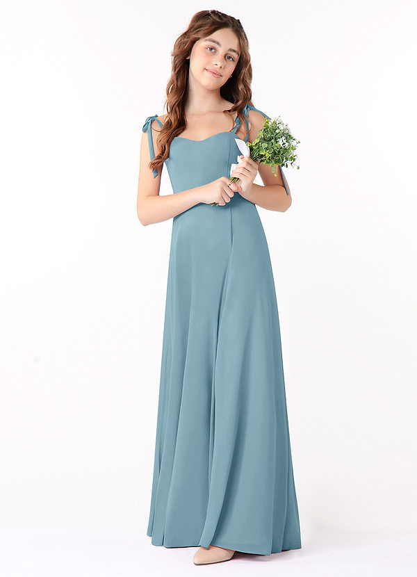 Azazie Rosey Junior Vestido de Azul Malhumorado de Gasa de Corte En A con Escote de Corazón image1