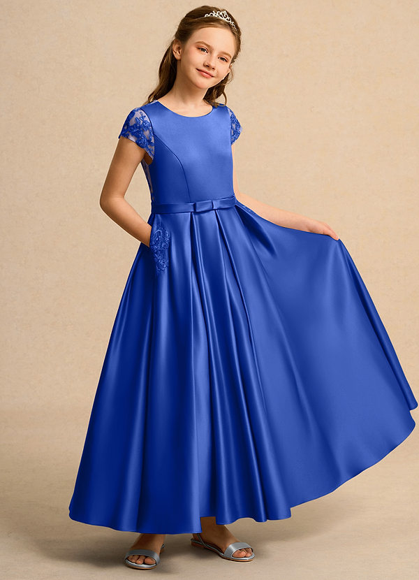 Azazie Bunny Junior Formal Vestidos de Niña de Flores Vestido de Azul Real de Encaje de Princesa image1