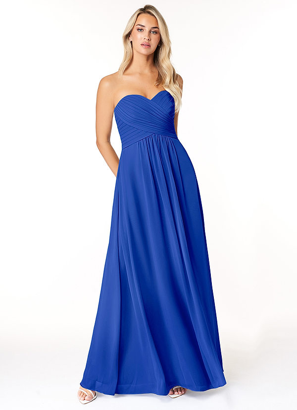 Azazie Yazmin Bridesmaid Dresses Royal Blue A-Line Sweetheart Neckline Chiffon Convertible Dress image1