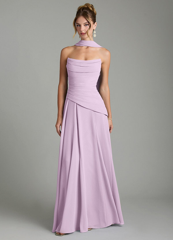 Azazie Gabriela Brautjungfernkleider A-Linie Korsett Chiffon Kleid Frostiges Flieder image1