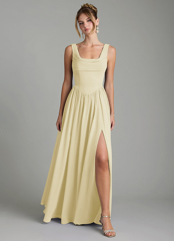 Novi Bridesmaid Dresses Lemon Sorbet A-Line Pleated Chiffon Dress image1