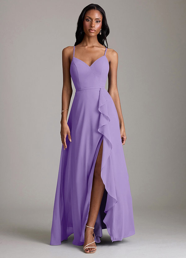 Azazie Naeem Bridesmaid Dresses Tahiti A-Line V-Neck Ruffle Chiffon Dress image1