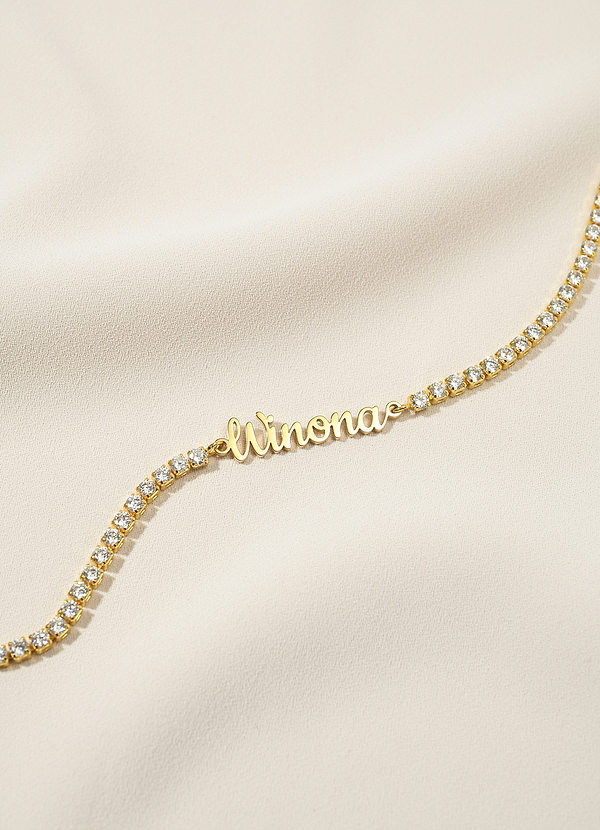 front Custom Name Rhinestone Tennis Bracelet