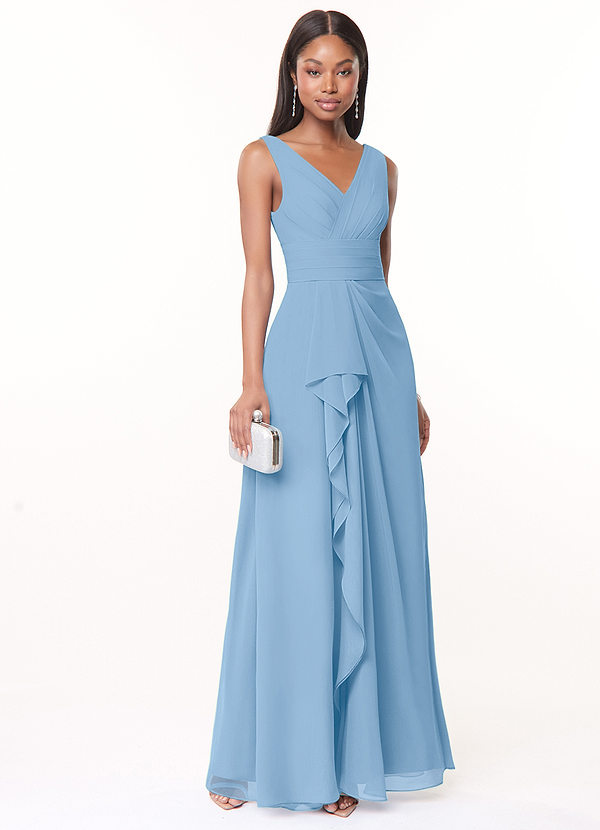 Azazie Julianna Brudtärneklänningar Klä av A-Linje i Chiffong Puderblå image1