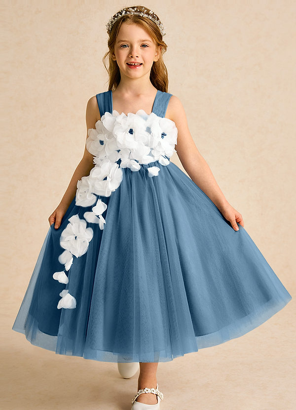 Azazie Dovey Abiti da Ragazza di Fiori Abito Principessa in Tulle Fiocco Bermuda image1