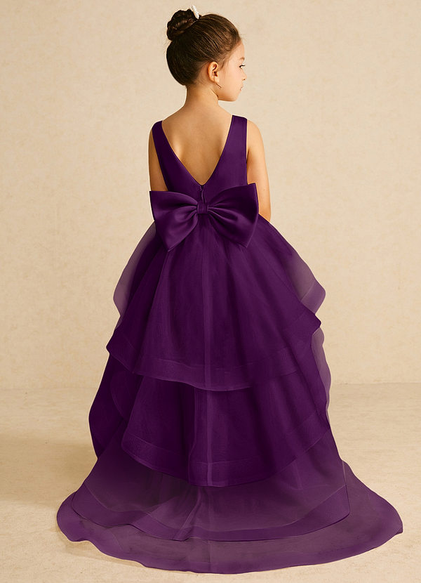 Azazie Pumpkin Flower Girl Dresses Grape A-Line Convertible Tulle Dress image1