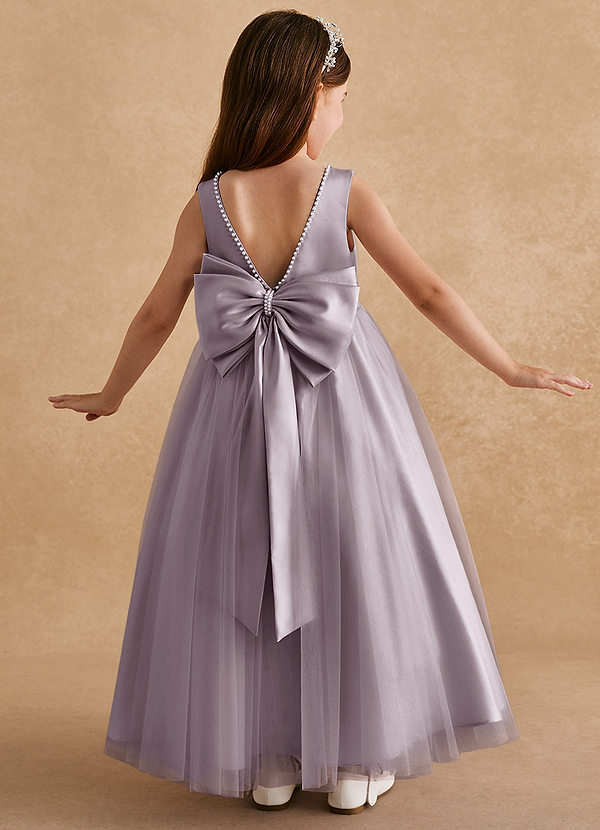 Azazie Cookie Flower Girl Dresses Dusk A-Line Bow Tulle Dress image1