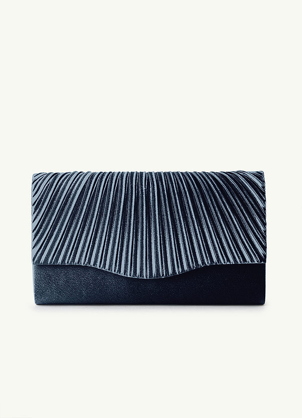 front Pochette enveloppe en satin métallisé plissé de couleur assortie