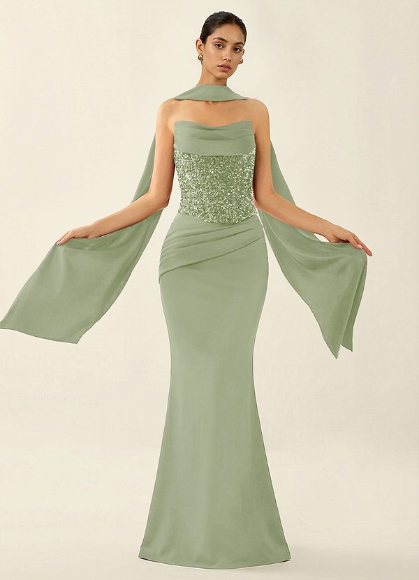 Melisande Menta Verde Abito da ballo a sirena con corsetto scintillante e allacciatura sulla schiena. image1