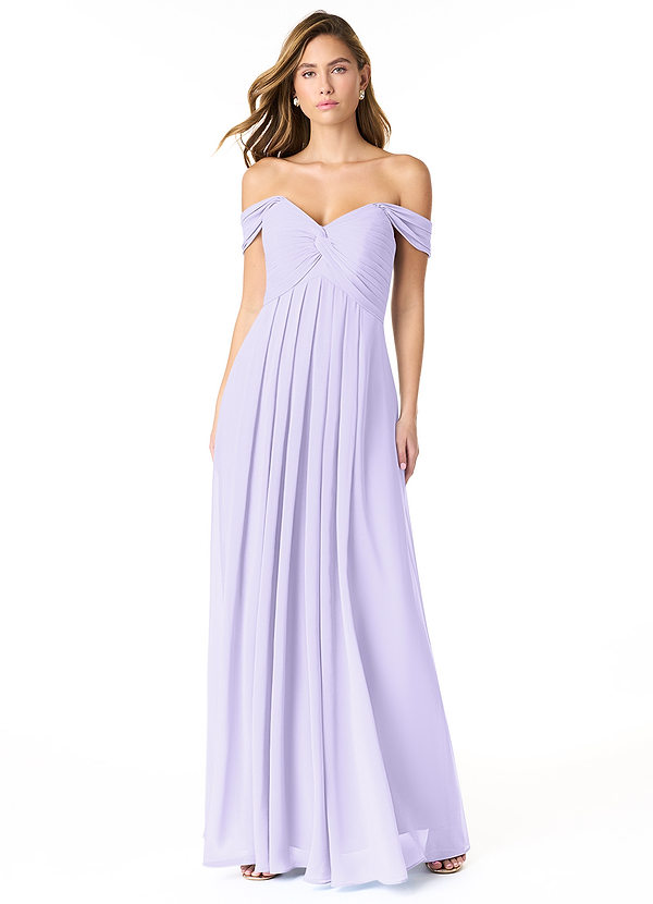 Azazie Kaitlynn Bridesmaid Dresses Lilac Empire Ruched Chiffon Convertible Dress image1