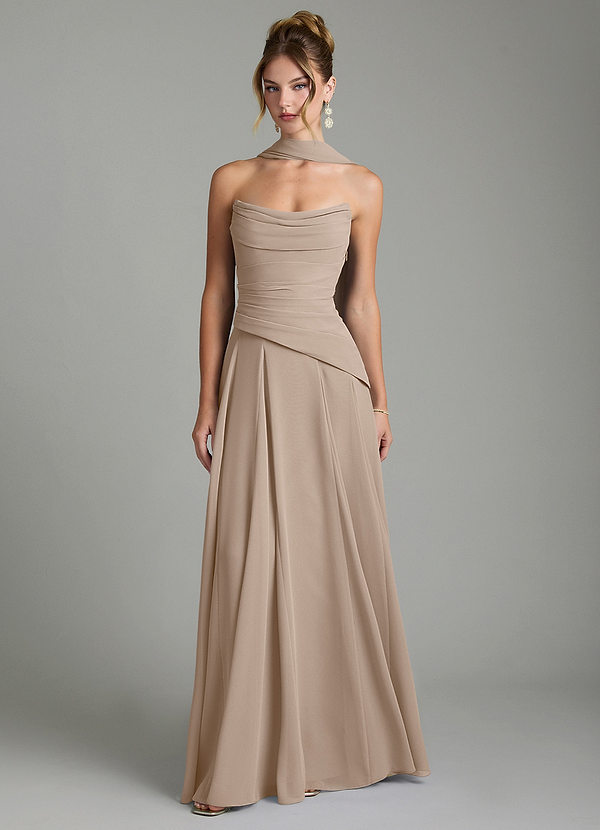 Gabriela Bridesmaid Dresses Taupe A-Line Corset Chiffon Dress image1