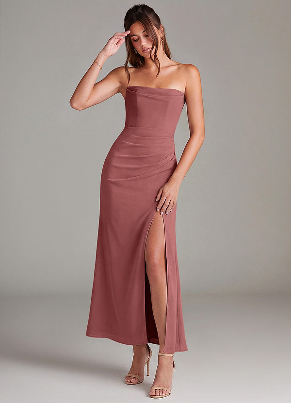 Azazie Leonis Bridesmaid Dresses Amethyst Mermaid Strapless Chiffon Convertible Dress image1