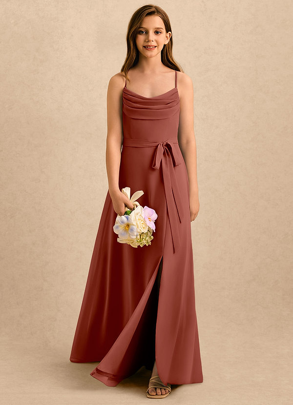 Azazie Jasslyn Girls Formal Sukienki dla dziewczynek sypiących kwiaty Linia A Pofałdowany Szyfon Długość podłogi Sukienka image1