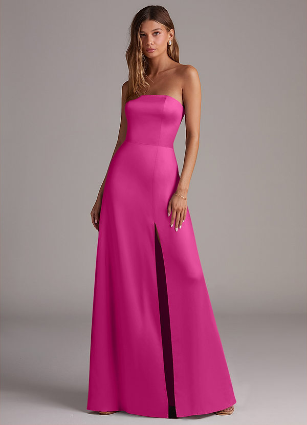 Azazie Wren Brudtärneklänningar Klä av A-Linje i Stretch Satin Axelbandslös Fuchsia Konvertibel image1