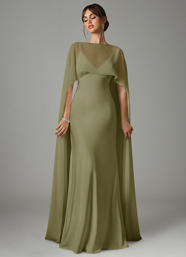 Azazie Stefania Bridesmaid Dresses Pistachio A-Line Stretch Satin Dress image1