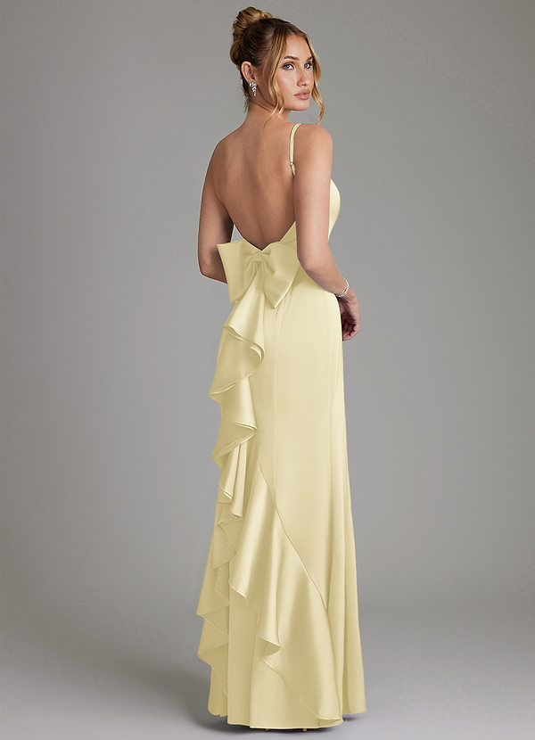 Azazie Zherra Brudtärneklänningar Klä av Sjöjungfru i Stretch Satin Rosett Citronsorbet image1