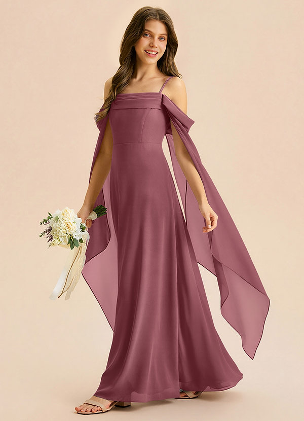 Azazie Moana Junior A-Linie Plissee Chiffon Kleid Wüstenrose image1