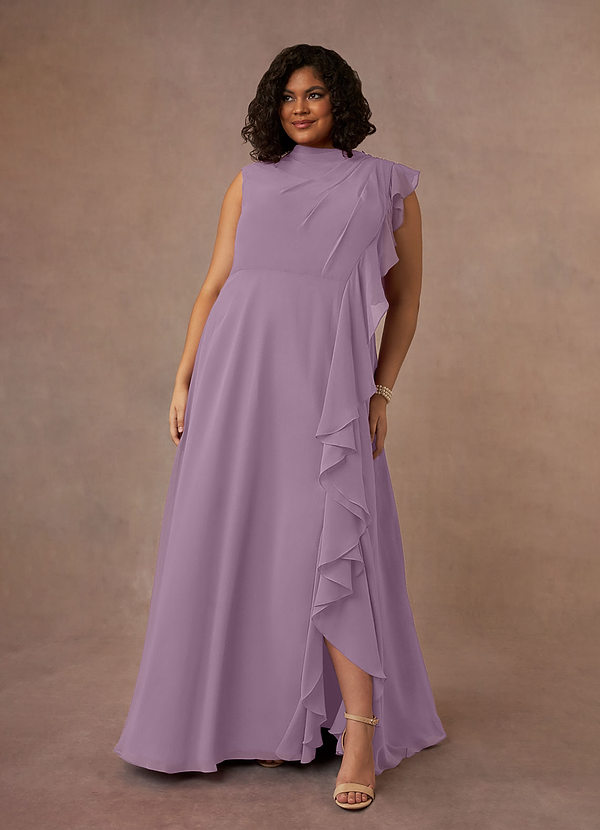 Azazie Narine Suknie dla Matki Panny Młodej Linia A Pofałdowany Szyfon Długość podłogi Sukienka image1