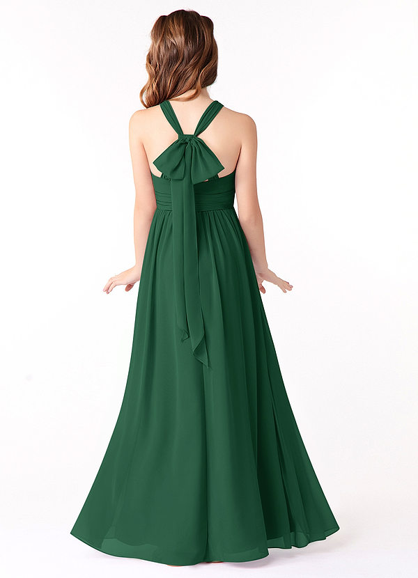 Azazie Jaylah Vestido de Verde Oscuro de Gasa/ Chiffon de Acampanado con Volante image1