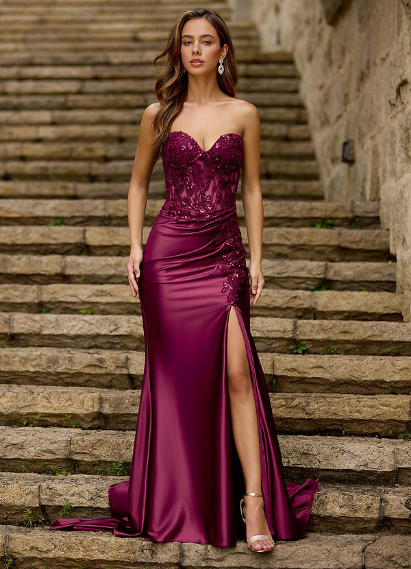 Emblace Borgoña Vestido de fiesta de sirena image1