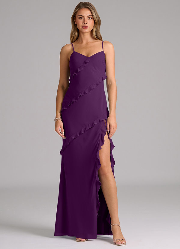 Azazie Nancie Bridesmaid Dresses Grape Mermaid Ruched Chiffon Dress image1