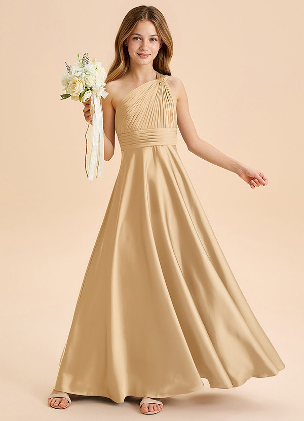 Azazie Charlize Junior Klä av A-Line i Stretch Satin Plisserad image1