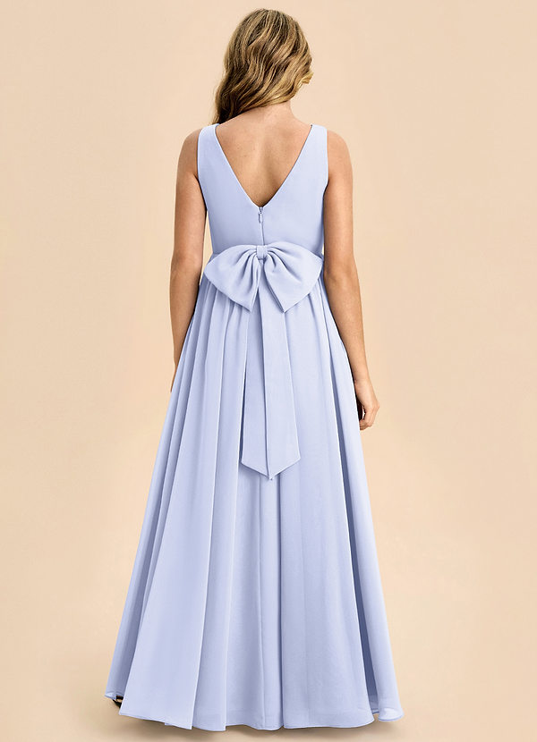 Azazie Hathaway Junior Lavender A-Line Bow Chiffon Dress image1