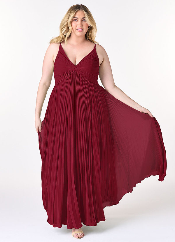 Azazie Raychelle Bridesmaid Dresses Burgundy A-Line V-Neck Chiffon Dress image1