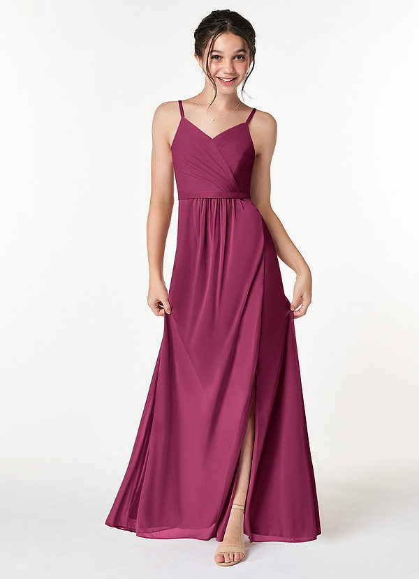 Azazie Luxy Junior Mulberry Pleated Mesh Dress image1