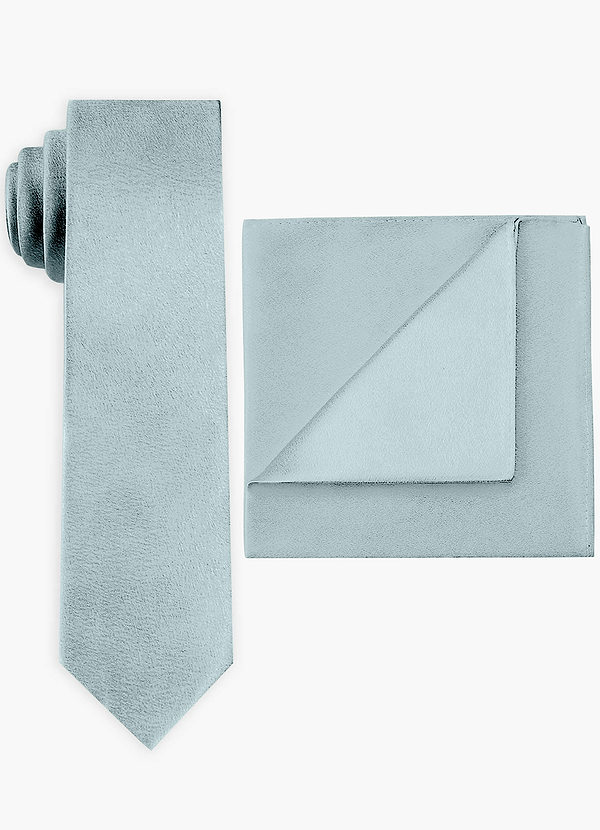 front Metallic Satin Wide Tie and Pocket Square Set