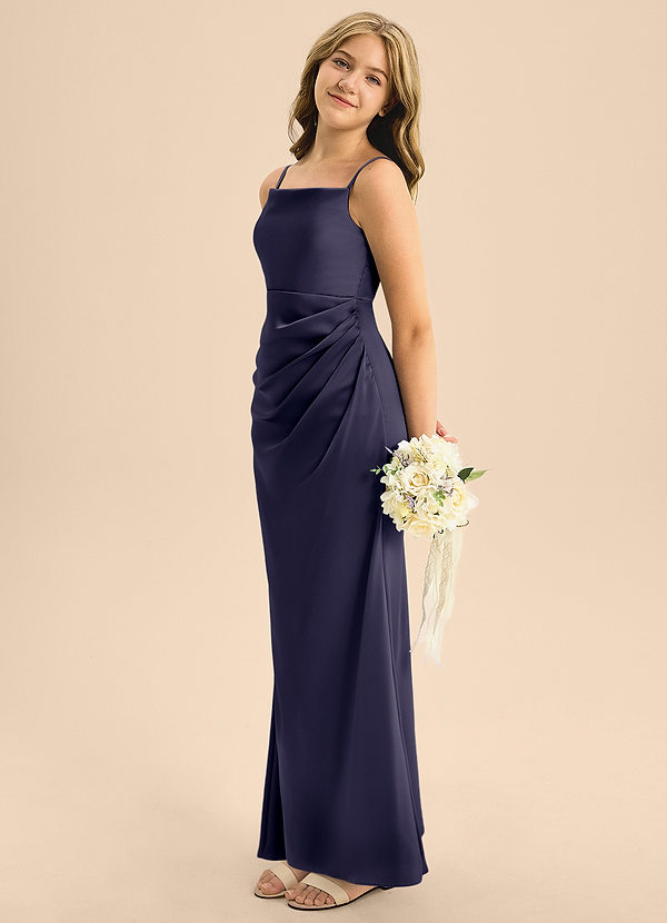 Azazie Renna Junior A-Linie Plissee Stretch-Satin Kleid Sturm image1