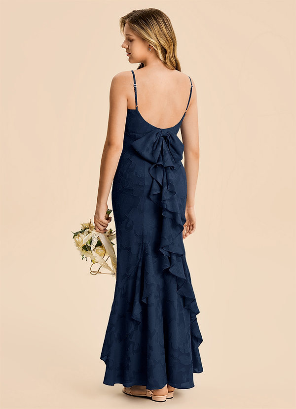 Azazie Lioren Junior Meerjungfrau-Linie Gestreift Blumen-Burnout Kleid Dunkelmarine image1