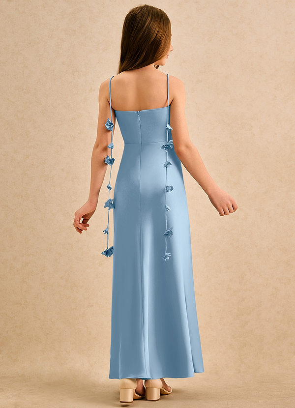 Azazie Kandi Girls Formal Flower Girl Dresses Powder Blue A-Line Sweetheart Neckline Stretch Satin Dress image1