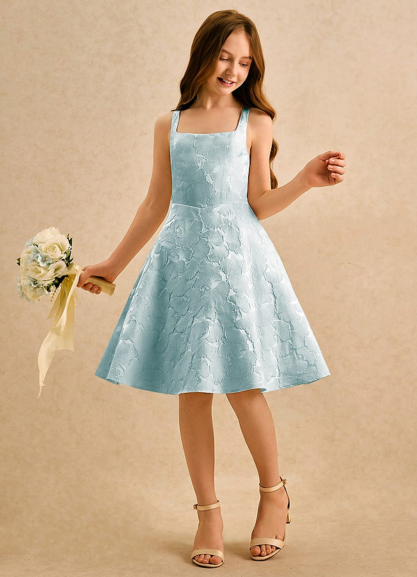 Azazie Peppy Girls Formal Flower Girl Dresses French Porcelain A-Line Bow Floral Jacquard Dress image1
