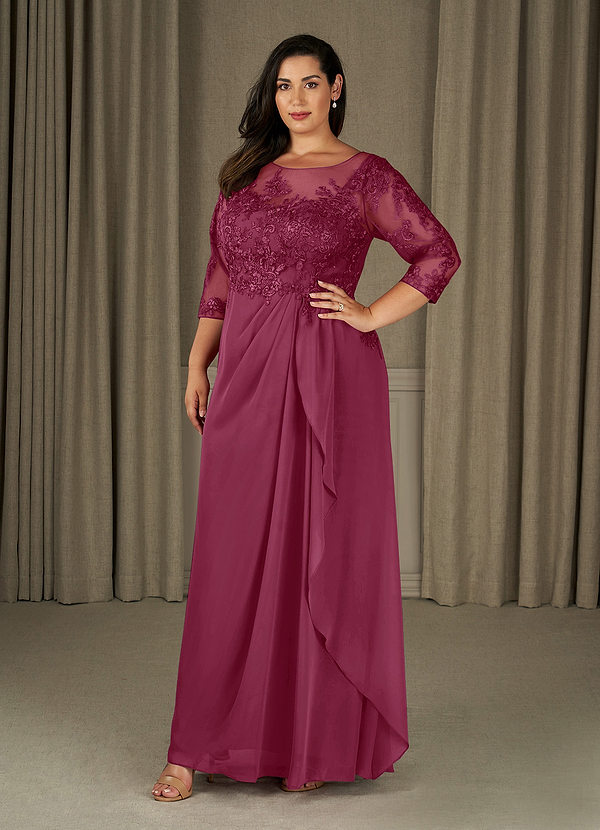 Azazie Calanthe Robe Mère de la Mariée & du Marié Robe Trapèze en Mousseline de soie Décolleté Mûre image1