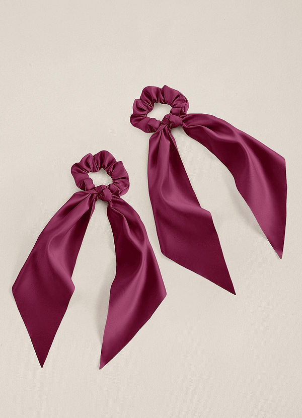 front Matching Color Matte Satin Hair Scarf Scrunchie Set