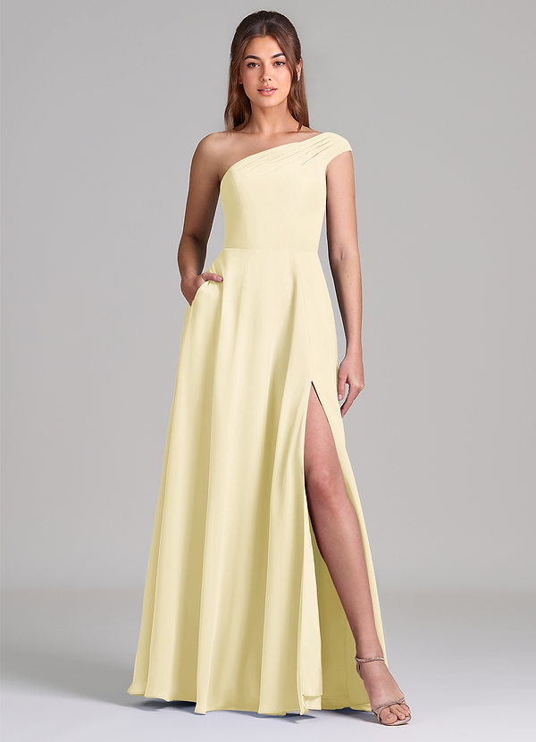 Azazie Melanie Brudtärneklänningar Klä av A-Linje i Chiffong Av axeln Citronsorbet image1