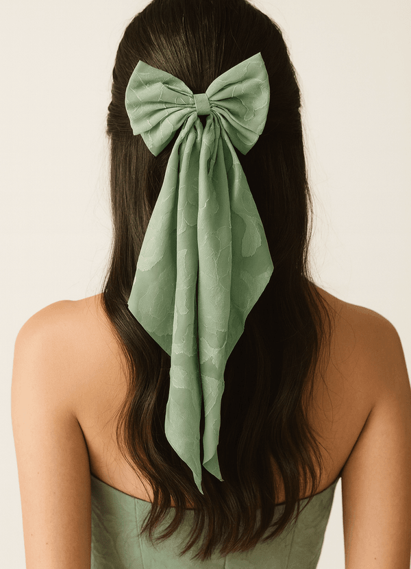 front Matching Color Floral Burnout Bow Hair Clip
